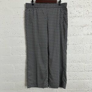 Worthington Womens Pants M Black White Geometric Pattern Modern Fit Pockets AT2
